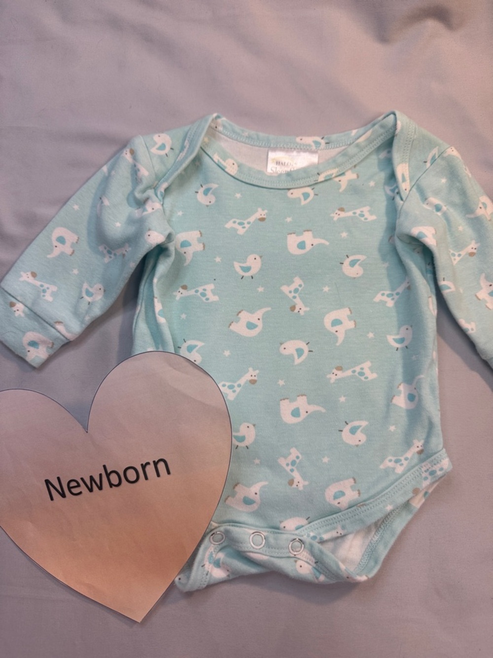 Halo Mint Green Animal-Print Newborn Bodysuit